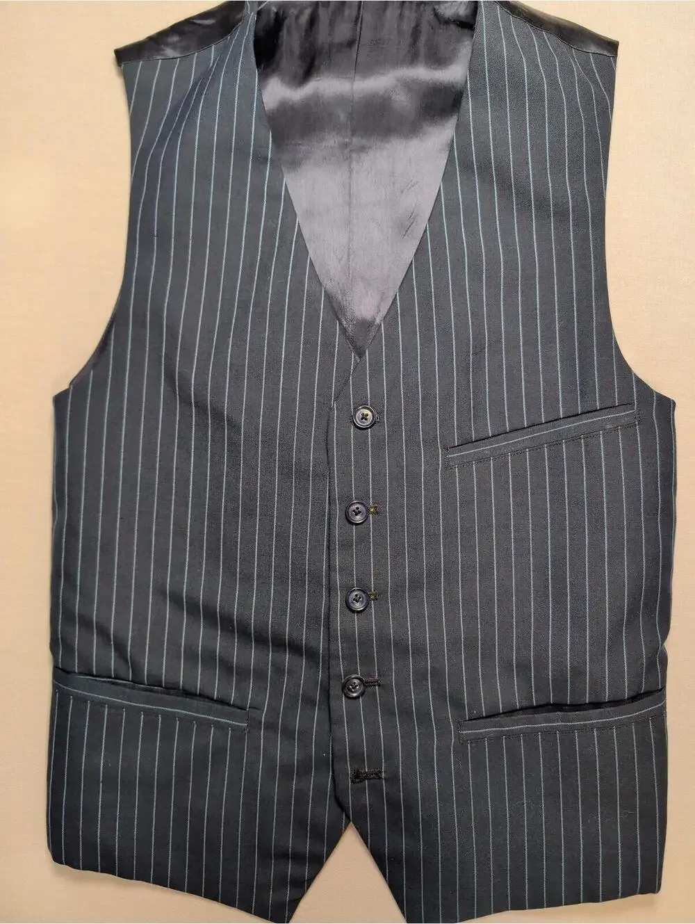 90s Vintage Bespoke Pinstripe 3 Piece Suit Navy Tailored Henries of Japan Unisex